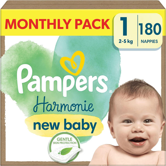Pampers Monthly Pack I Size 1 to 6 (180+ nappies)